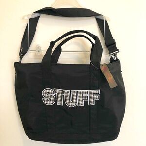 NWT Black Duffle bag in Black with "Stuff" logo on front